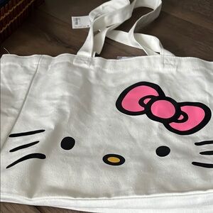 Price Firm!!! Stylish White Hello Kitty Tote Bag with Black Accent